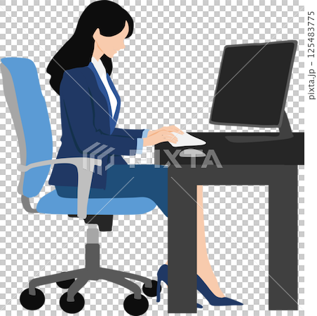 オフィス勤務をしている女性のイラスト 125483775