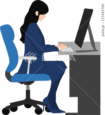 オフィス勤務をしている女性のイラスト 125483780