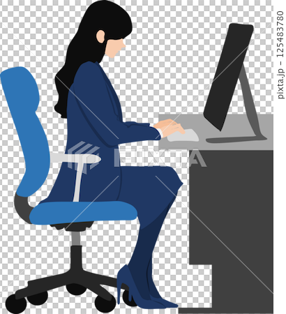 オフィス勤務をしている女性のイラスト 125483780