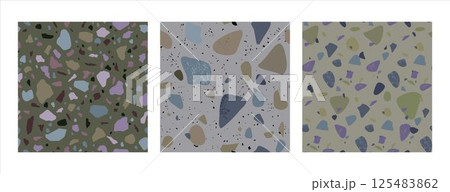 Set of seamless abstract patterns with texture stone in vector 125483862