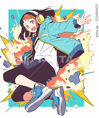 音楽を聴いてダンスする女の子 音楽を聴いてダンスする女の子 125484425