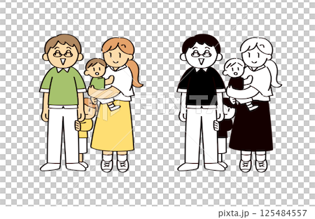 Illustration set of a family of four Illustration set of a family of four 125484557