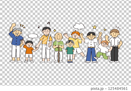 さまざまな男性たち 全身 さまざまな男性たち 全身 125484561