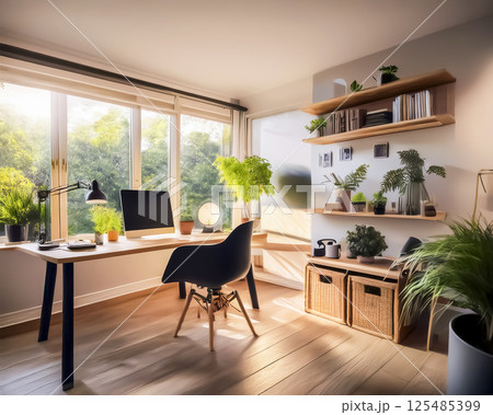パソコンスペースのある部屋のイメージ素材 125485399