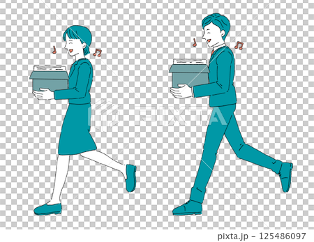 A man and woman in suits happily working A man and woman in suits happily working 125486097