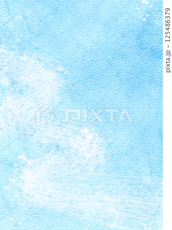 さわやかな水流れの水彩風和風背景 125486379
