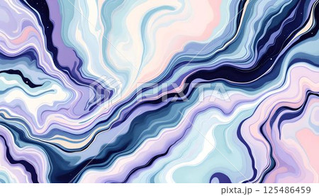 A striking psychedelic background created by an abstract fluid design with a calm colors wave pattern 125486459