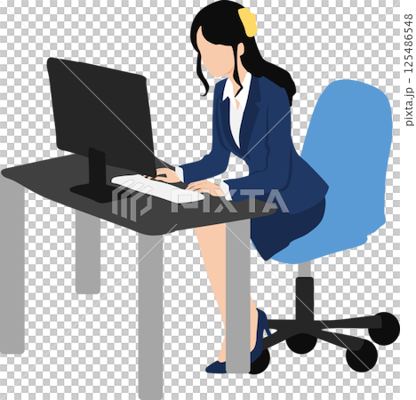一位女士在辦公室工作的插圖 125486548