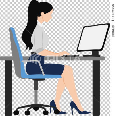 オフィス勤務をしている女性のイラスト オフィス勤務をしている女性のイラスト 125486550