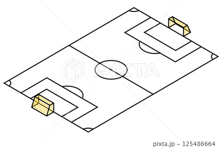 サッカーコートのシンプルな線画のアイソメトリックイラスト サッカーコートのシンプルな線画のアイソメトリックイラスト 125486664