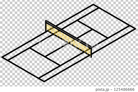 Simple line drawing isometric illustration of a tennis court 125486666