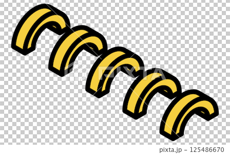 タイヤブロック（タイヤ遊具）のシンプルな線画のアイソメトリックイラスト 125486670
