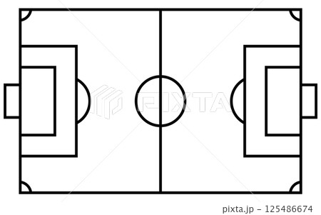 サッカーコートのシンプルな線画イラスト 125486674