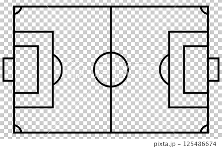 サッカーコートのシンプルな線画イラスト 125486674