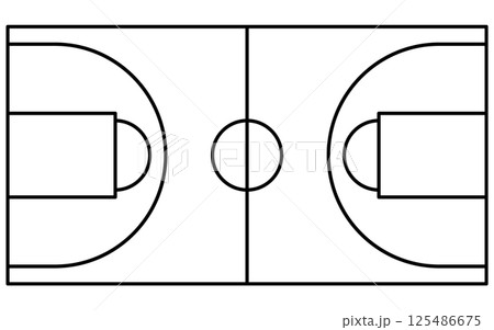 バスケットコートのシンプルな線画イラスト バスケットコートのシンプルな線画イラスト 125486675
