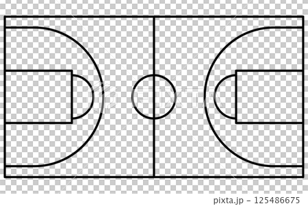 バスケットコートのシンプルな線画イラスト バスケットコートのシンプルな線画イラスト 125486675