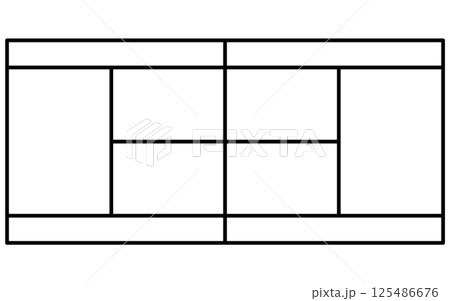 テニスコートのシンプルな線画イラスト テニスコートのシンプルな線画イラスト 125486676