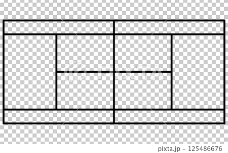 テニスコートのシンプルな線画イラスト テニスコートのシンプルな線画イラスト 125486676