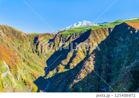 山形 鳥海山 ~白く冠雪した山頂と麓の紅葉~ 山形 鳥海山 ~白く冠雪した山頂と麓の紅葉~ 125486972