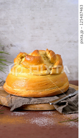 Fogaca on kitchen countertop Fogaca on kitchen countertop 125487463