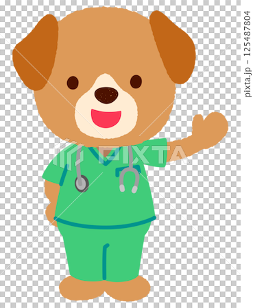 Cute dog doctor A dog doctor wearing scrubs 125487804