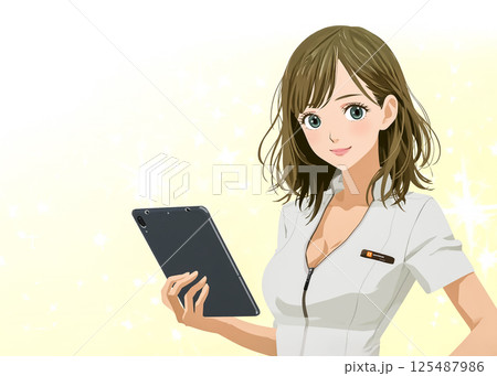 タブレットを持った看護師のイラスト素材 タブレットを持った看護師のイラスト素材 125487986
