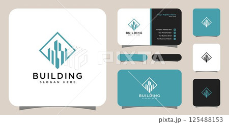 Building logo vector and business card design Building logo vector and business card design 125488153