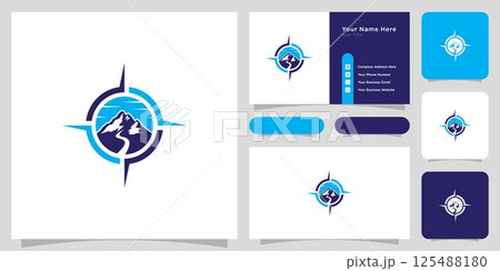 Mountain and compass concept logo design Mountain and compass concept logo design 125488180