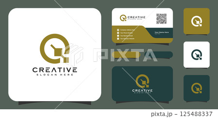 initial letter Q logo design vector and business card initial letter Q logo design vector and business card 125488337