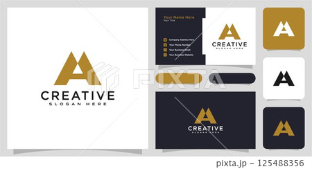 initials letter A logo vector design and business card 125488356