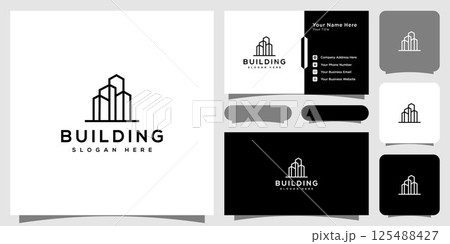 building real estate logo vector design and business card building real estate logo vector design and business card 125488427