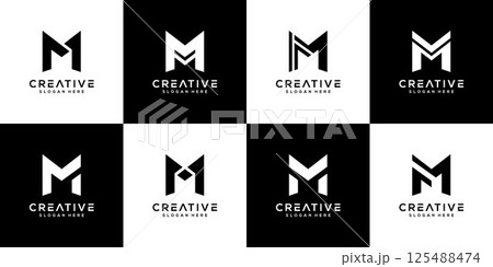 set of initials letter M abstract logo vector design set of initials letter M abstract logo vector design 125488474