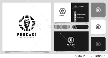 Retro podcast usable logo template 125488533