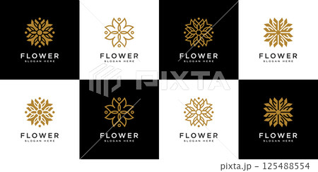 set of flower logo vector design template set of flower logo vector design template 125488554