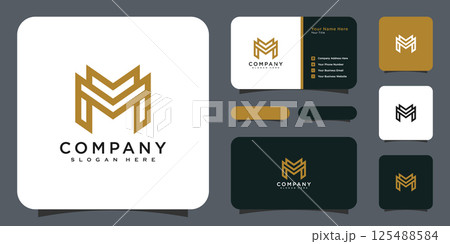 initials letter M logo vector design and business card 125488584