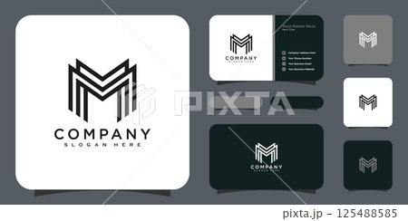 initials letter M logo vector design and business card 125488585