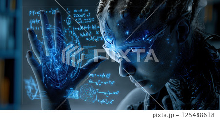 Futuristic AI simulation entity analyzing...のイラスト素材 [125488618] - PIXTA