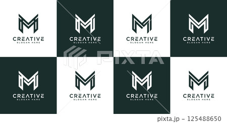set of initials letter M abstract logo vector design 125488650