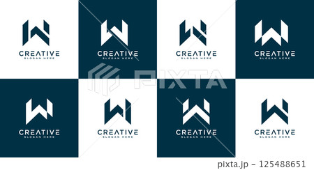 set of initials letter W abstract logo vector design 125488651