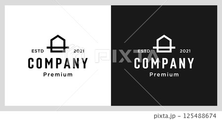 build house logo with line art style. home build abstract for logo and business card design 125488674