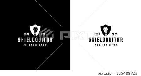 shield guitar logo design vector silhouette 125488723