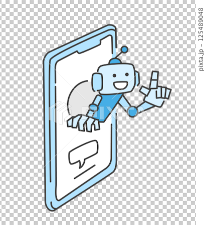 Vector illustration of a bot coming out of a smartphone Vector illustration of a bot coming out of a smartphone 125489048