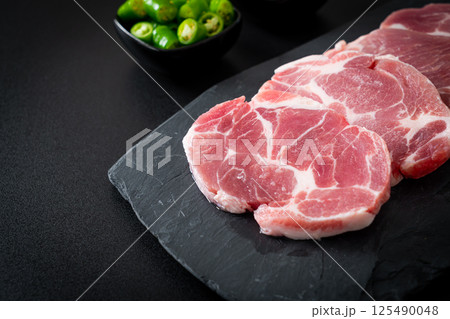 fresh pork neck raw or collar pork 125490048