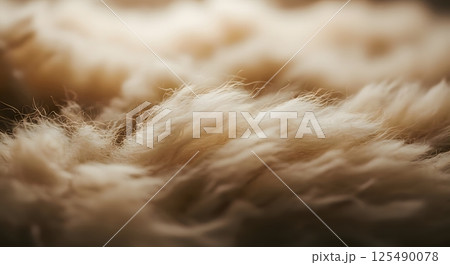 Soft Focus Close-up of Creamy Fluffy Fur Texture 125490078
