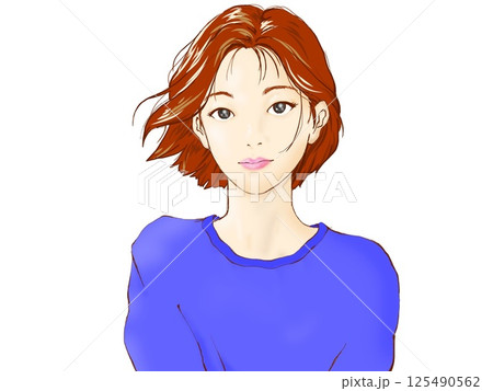 青い服の微笑む女性 青い服の微笑む女性 125490562