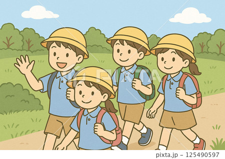 小学生の自然に触れる遠足 125490597