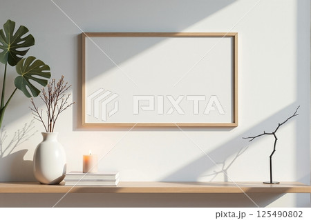 インテリア フレーム モックアップ ウォールアートイメージ インテリア フレーム モックアップ ウォールアートイメージ 125490802