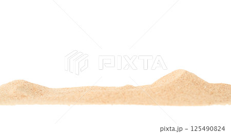 Sand Beach Isolated White Background Texture Summer Desert Zen Garden Coast Ocean for Vacation, Hot Summer Tropical Scene Chill Nature, Summer Time Yoga Holiday Dune Pile Dry Brown Heap Particle. Sand Beach Isolated White Background Texture Summer Desert Zen Garden Coast Ocean for Vacation, Hot Summer Tropical Scene Chill Nature, Summer Time Yoga Holiday Dune Pile Dry Brown Heap Particle. 125490824
