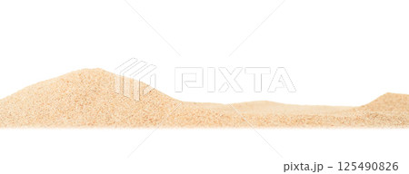 Sand Beach Isolated White Background Texture Summer Desert Zen Garden Coast Ocean for Vacation, Hot Summer Tropical Scene Chill Nature, Summer Time Yoga Holiday Dune Pile Dry Brown Heap Particle. Sand Beach Isolated White Background Texture Summer Desert Zen Garden Coast Ocean for Vacation, Hot Summer Tropical Scene Chill Nature, Summer Time Yoga Holiday Dune Pile Dry Brown Heap Particle. 125490826