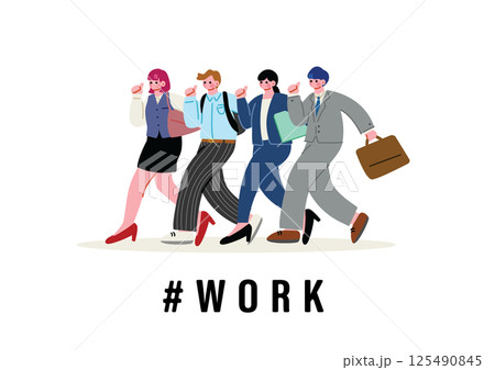 スーツを着て働く若い男女 125490845